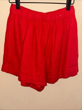 Abercrombie And Fitch Linen-Blend Pull-On Short In The Color Garnet